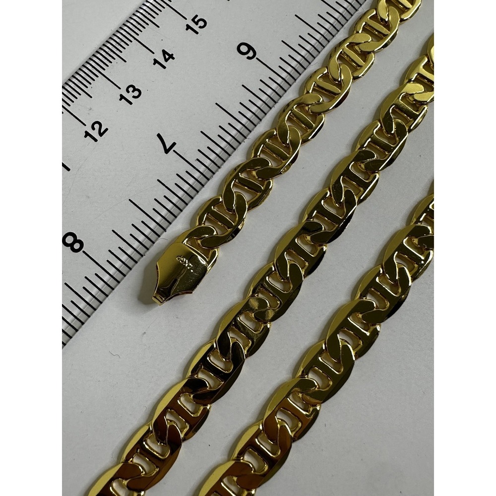 14k gold plated Mariner Link necklace bracelet set solid heavy 22" 8" 14kgp - Picture 7 of 10